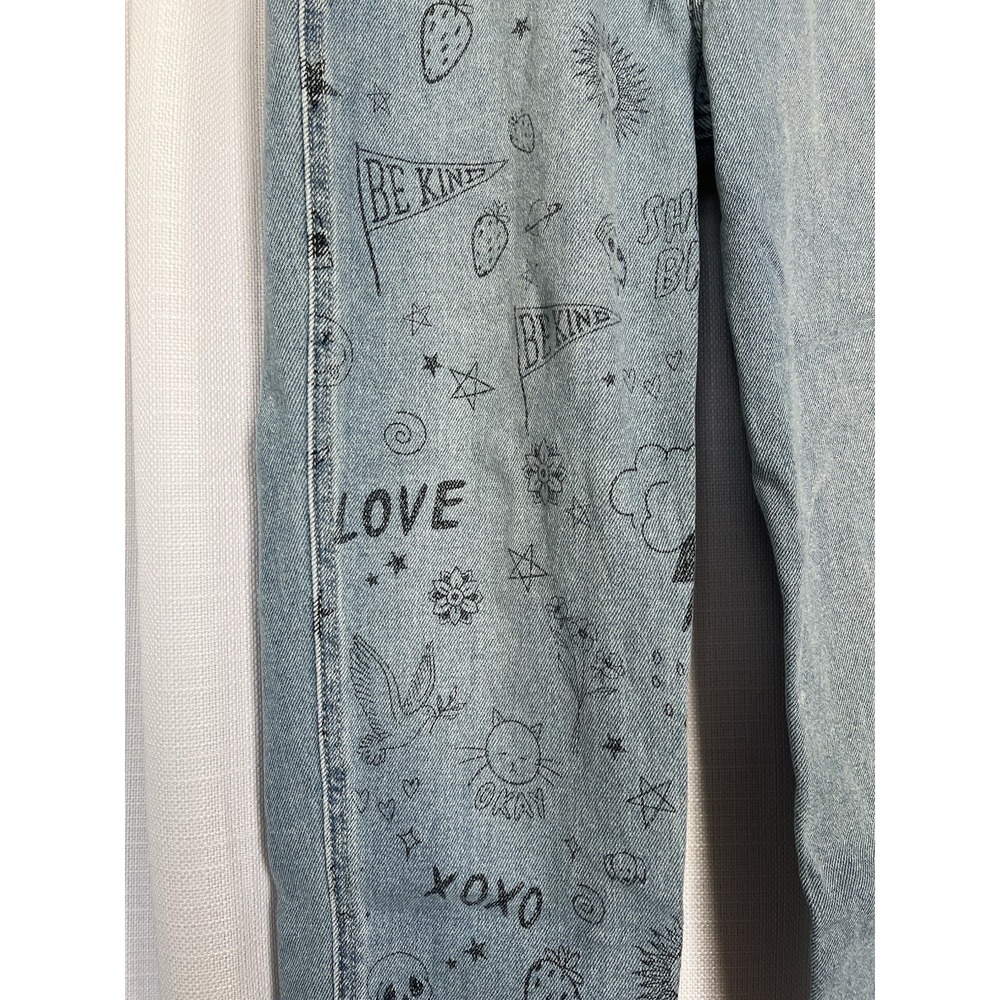 Hollister Ultra High-Rise Mom Jean Womens Sz 1S Short Light Wash Denim Doodle - Picture 5 of 8